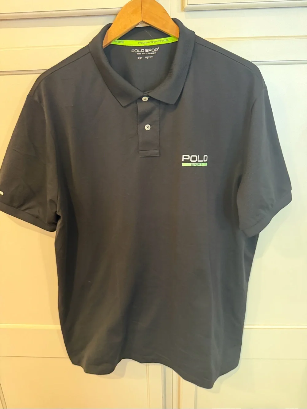 Ralph Lauren Polo Sport Men's Charcoal Polo with Lime Accent